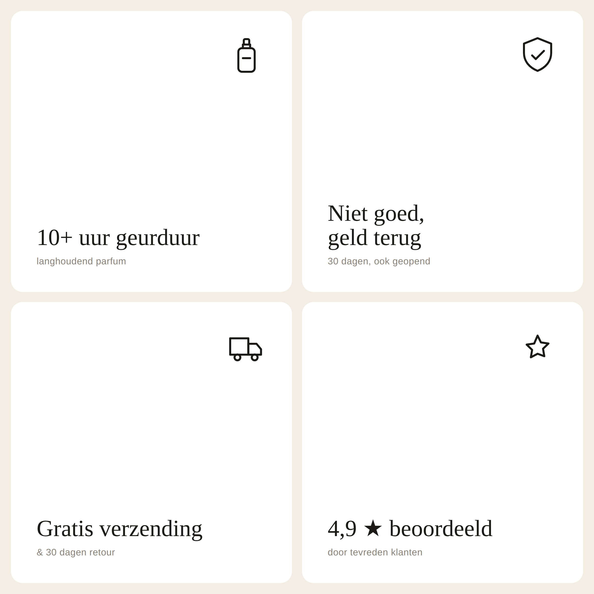 Everscense voordelen — 10+ uur geurduur, niet goed geld terug, gratis verzending, 4,9 sterren
